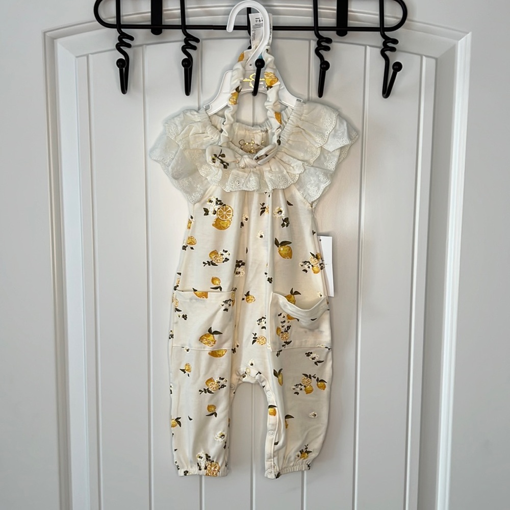 Jessica Simpson Romper Coverall with Headband Baby Girl 3-6 Month NWT